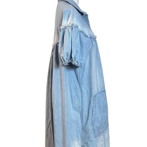 Free People Western Bohemian Prairie On The Road Denim Maxi Dress Size Small - Picture 10 of 15